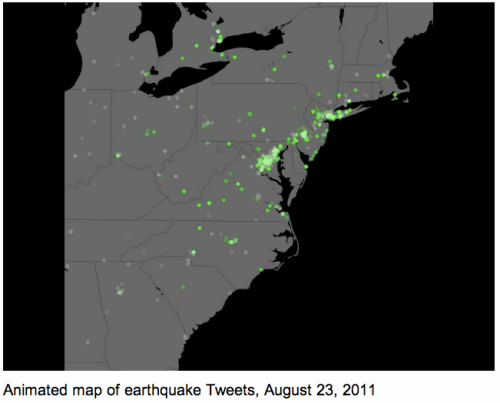 Animated quake-tweet map by Eric Fischer